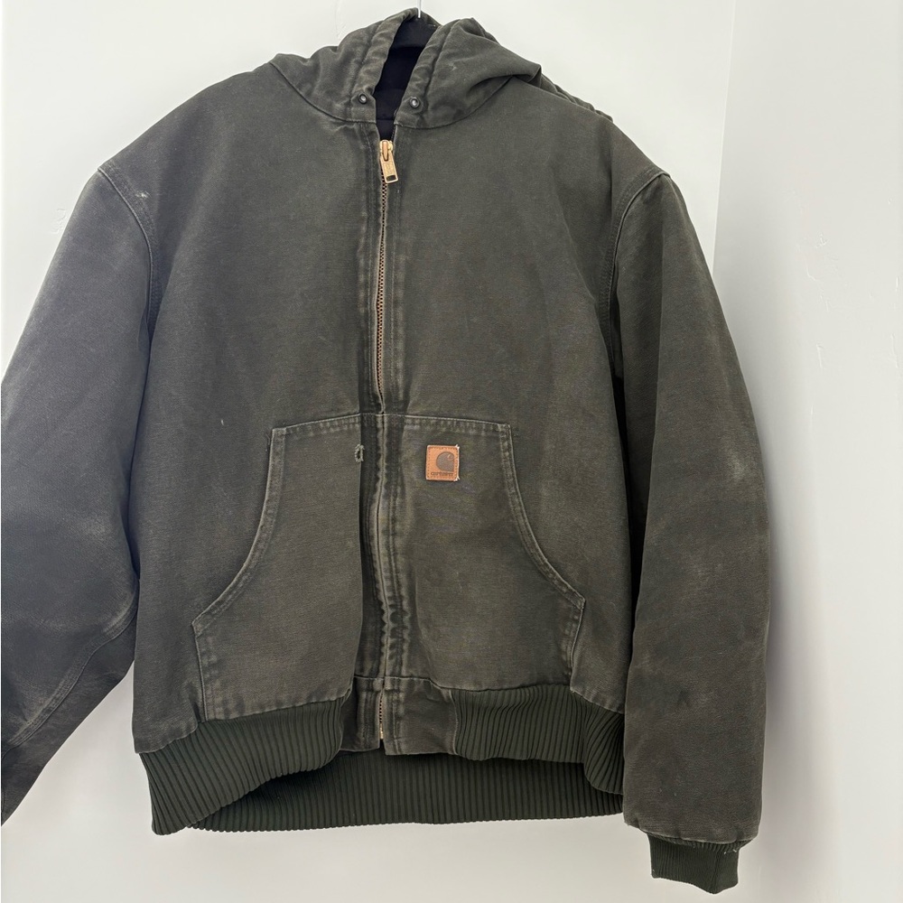Carhartt Olive Hooded Puffer Jacket